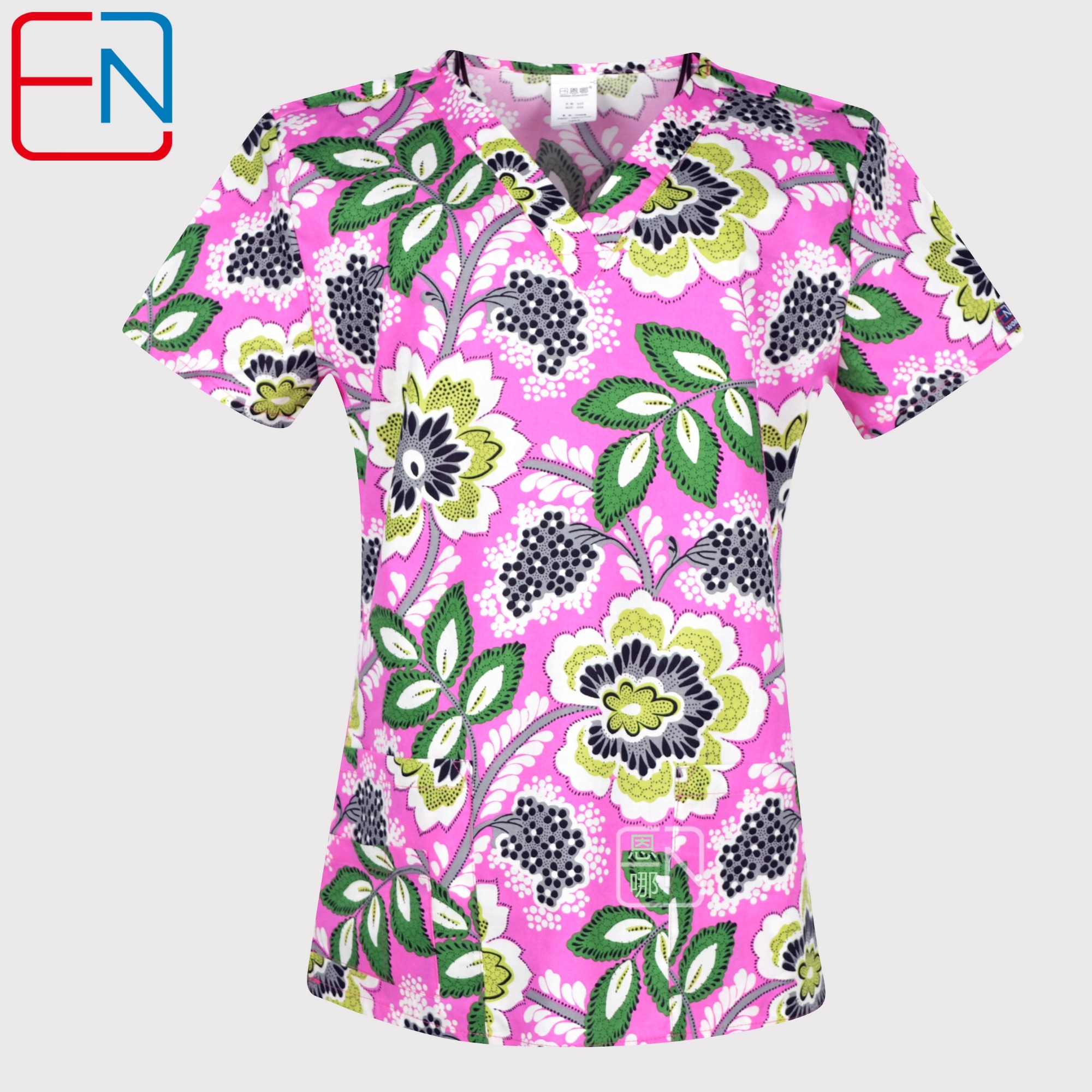 10 Prints Hennar Women medical scrub tops in 100% cotton scrubs,women scrub tops,women medical uniforms
