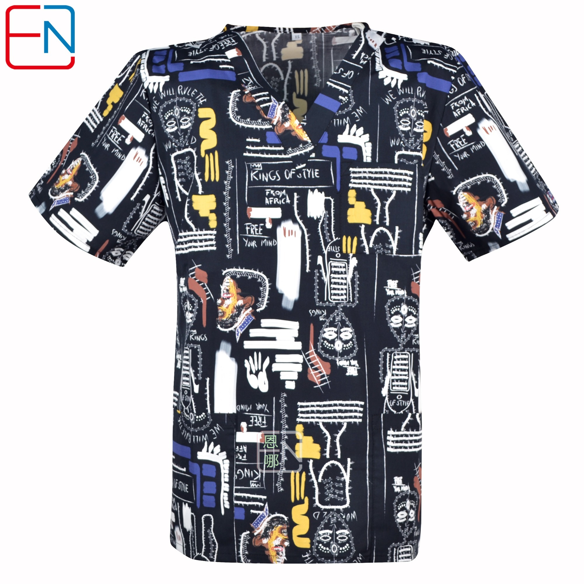 Men medical scrub tops in black