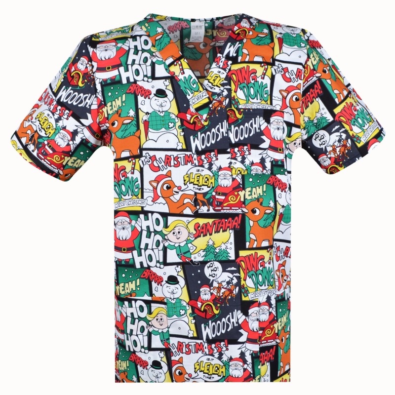 Unisex Medical Scrub  top for men and women with Christmas print S-6XL
