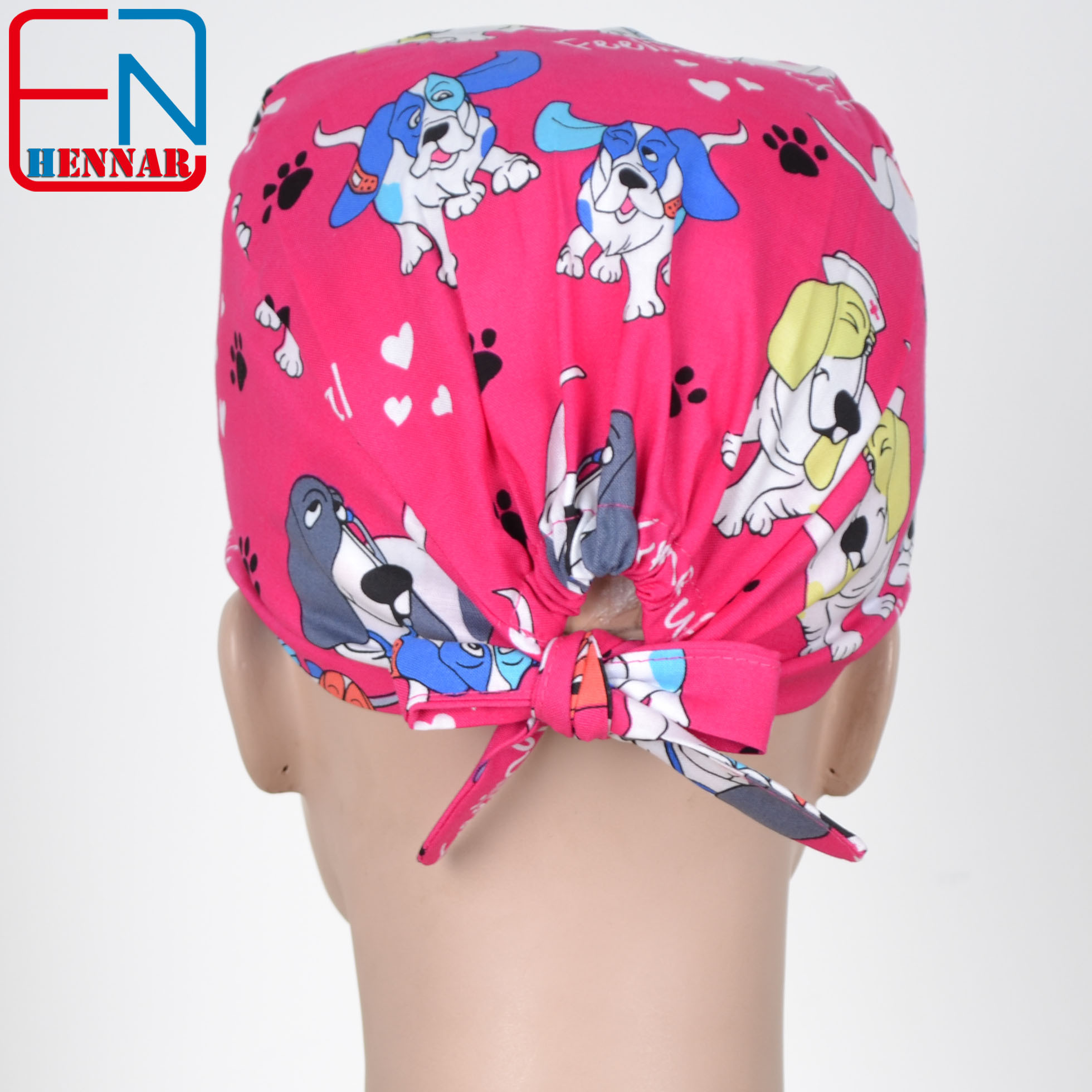 New Cotton Scrub Caps Mask WOMEN Hospital Medical Hats Cartoon Print Tieback Adjustable Cotton WOMEN Surgical Caps Masks