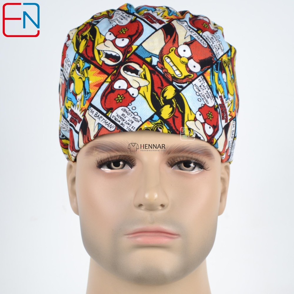New Surgical Caps Medical Newly Surgical Scrub Caps Mask For Men Women With Sweatband 100% Cotton Medical Caps Printed Unisex