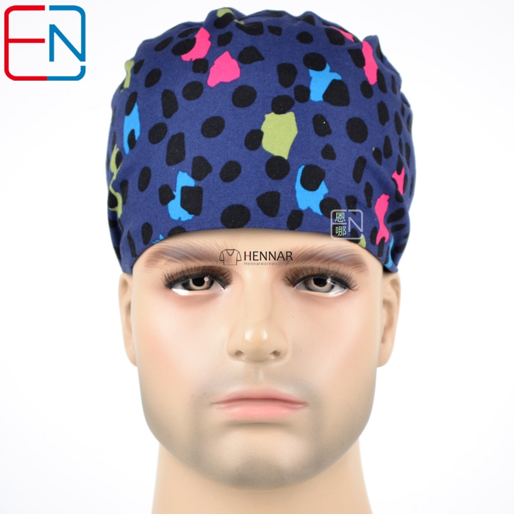 New Surgical Caps Medical Newly Surgical Scrub Caps Mask For Men Women With Sweatband 100% Cotton Medical Caps Printed Unisex