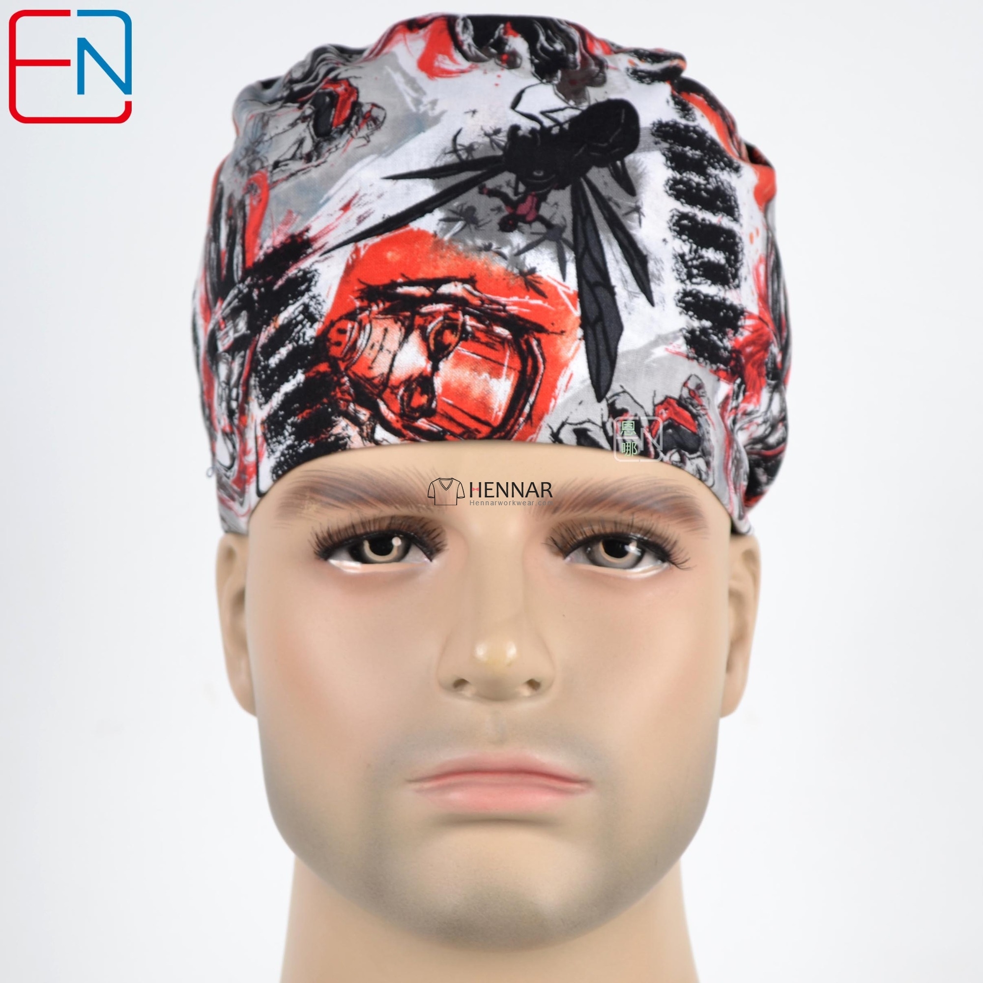 New Surgical Caps Medical Newly Surgical Scrub Caps Mask For Men Women With Sweatband 100% Cotton Medical Caps Printed Unisex