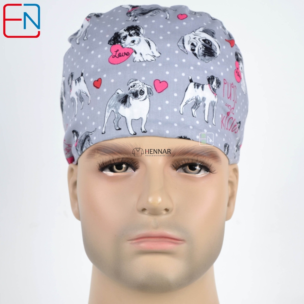 New Surgical Caps Medical Newly Surgical Scrub Caps Mask For Men Women With Sweatband 100% Cotton Medical Caps Printed Unisex