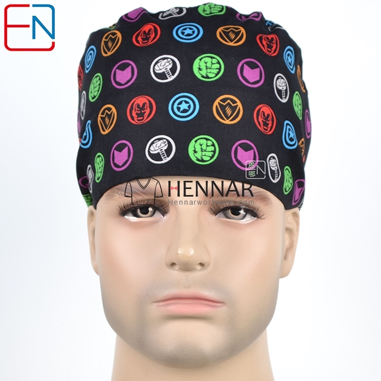 11 prints unisex doctor caps skull caps ,surgical caps in beight with night owls