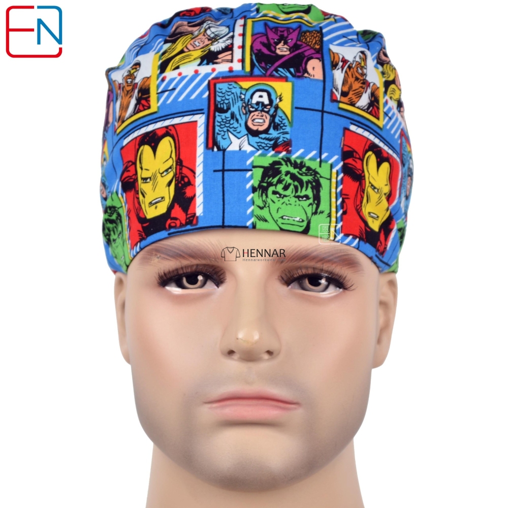 new unisex surgical caps 100% cotton with sweatbands snow flowers with two sizes to fit different size migong