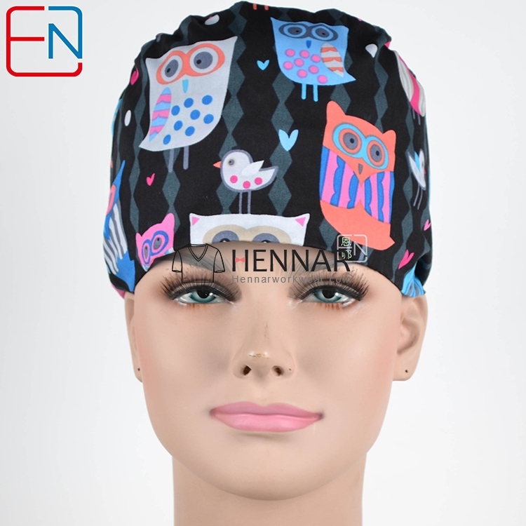 Factory Sales directly big sales medical scrubs in different patterns ,surgical caps 3 sizes scrub caps Mei ya shizhe