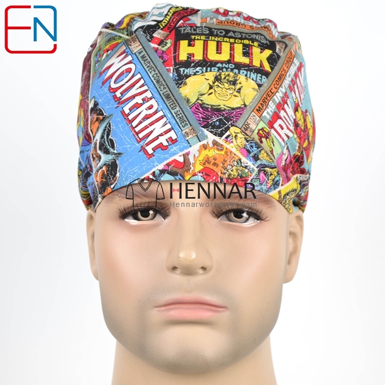 11 prints unisex doctor caps skull caps ,surgical caps in beight with night owls