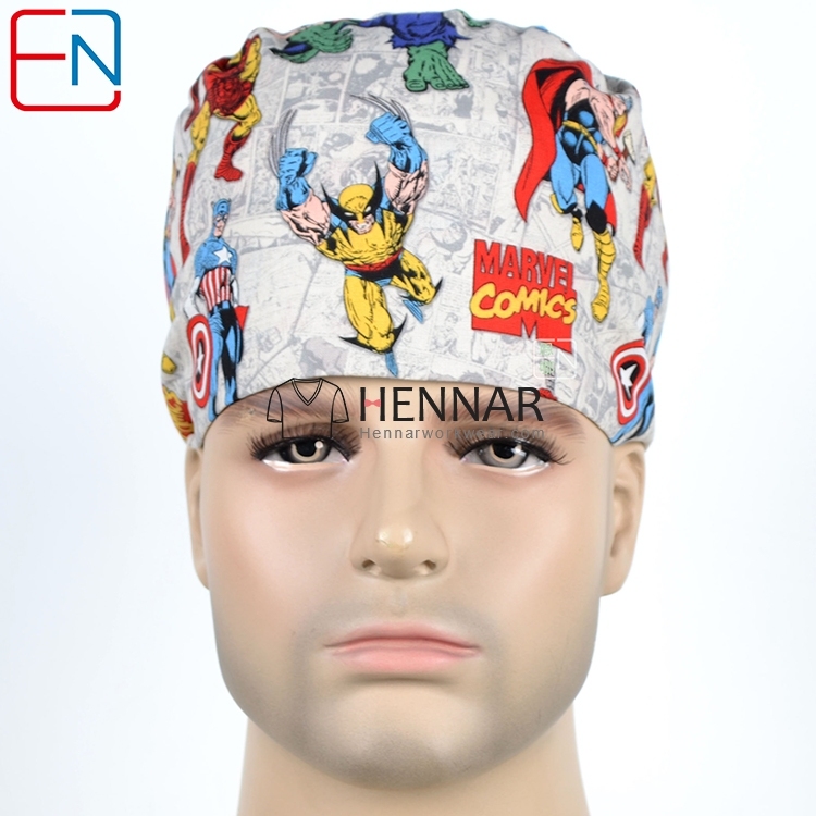 11 prints unisex doctor caps skull caps ,surgical caps in beight with night owls