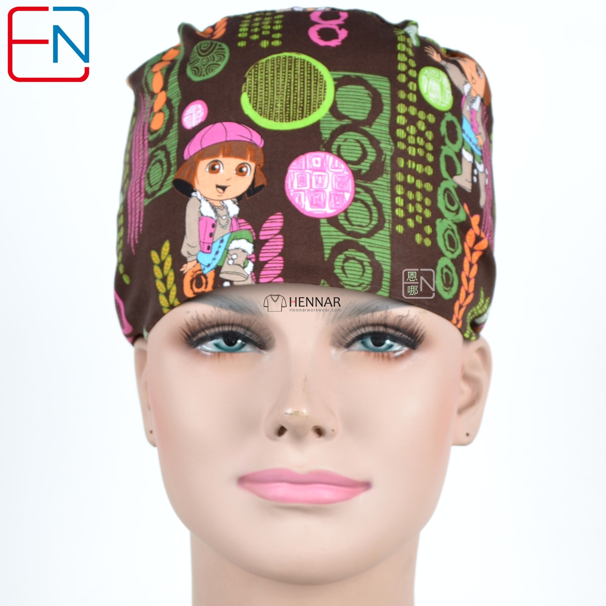Factory Sales directly big sales medical scrubs in different patterns ,surgical caps 3 sizes scrub caps Mei ya shizhe