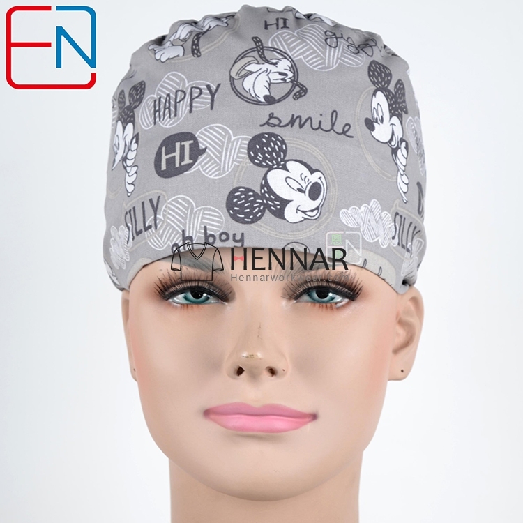 Factory Sales directly big sales medical scrubs in different patterns ,surgical caps 3 sizes scrub caps Mei ya shizhe