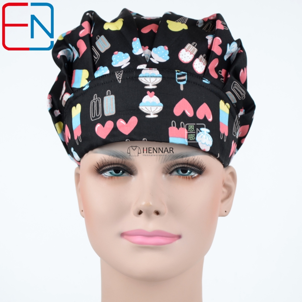 11 Prints Hennar new Surgical caps doctors and nurses cap Hand-painted flower