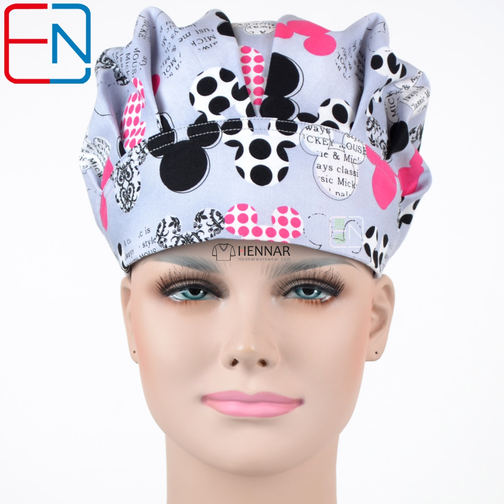 11 Prints surgical bouffant caps nurses caps doctor caps in cotton in black