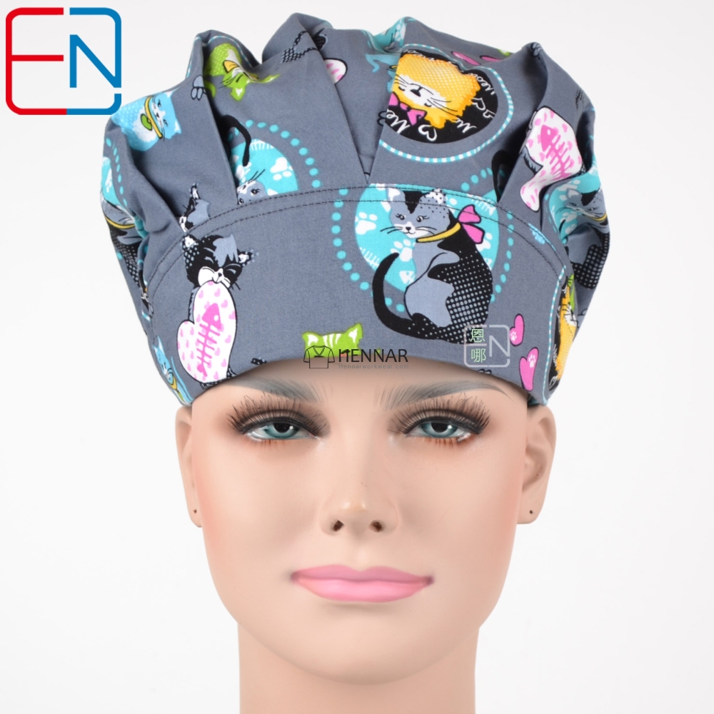 11 Prints Hennar new Surgical caps doctors and nurses cap Hand-painted flower