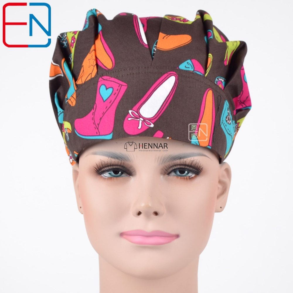 11 Prints Hennar new Surgical caps doctors and nurses cap Hand-painted flower