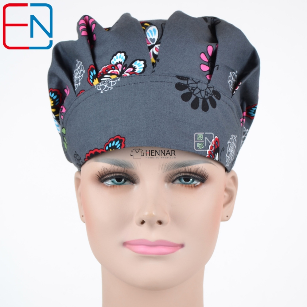 11 Prints Hennar new Surgical caps doctors and nurses cap Hand-painted flower