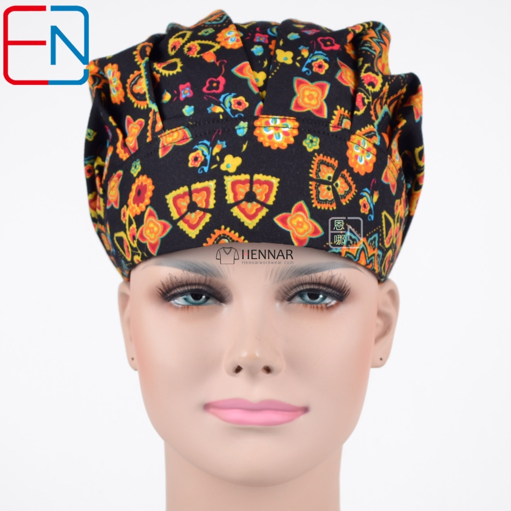 11 Prints Hennar new Surgical caps doctors and nurses cap Hand-painted flower