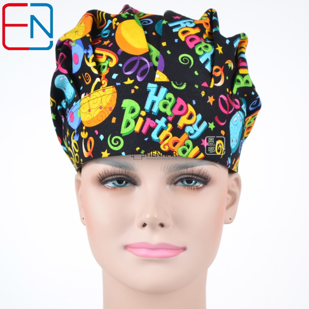 11 Prints Hennar new Surgical caps doctors and nurses cap Hand-painted flower