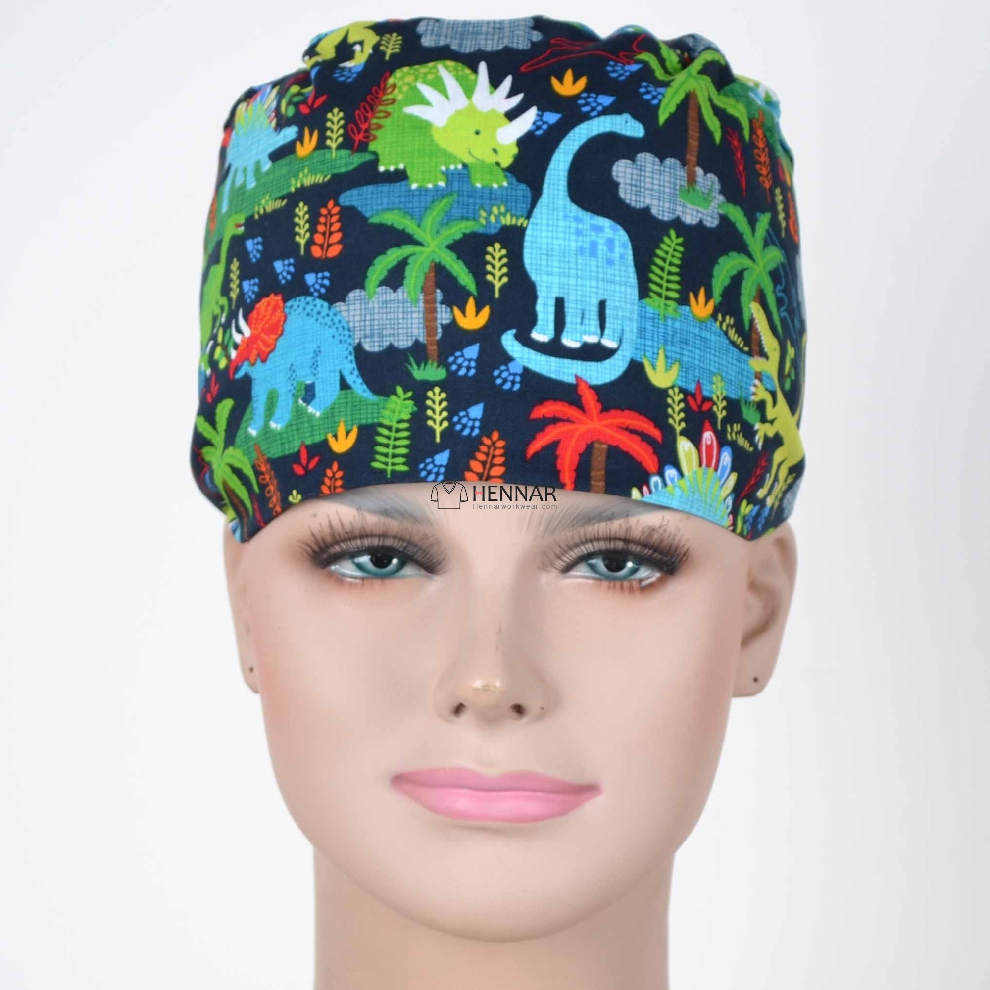 10 Prints women surgical caps in red with black hearts