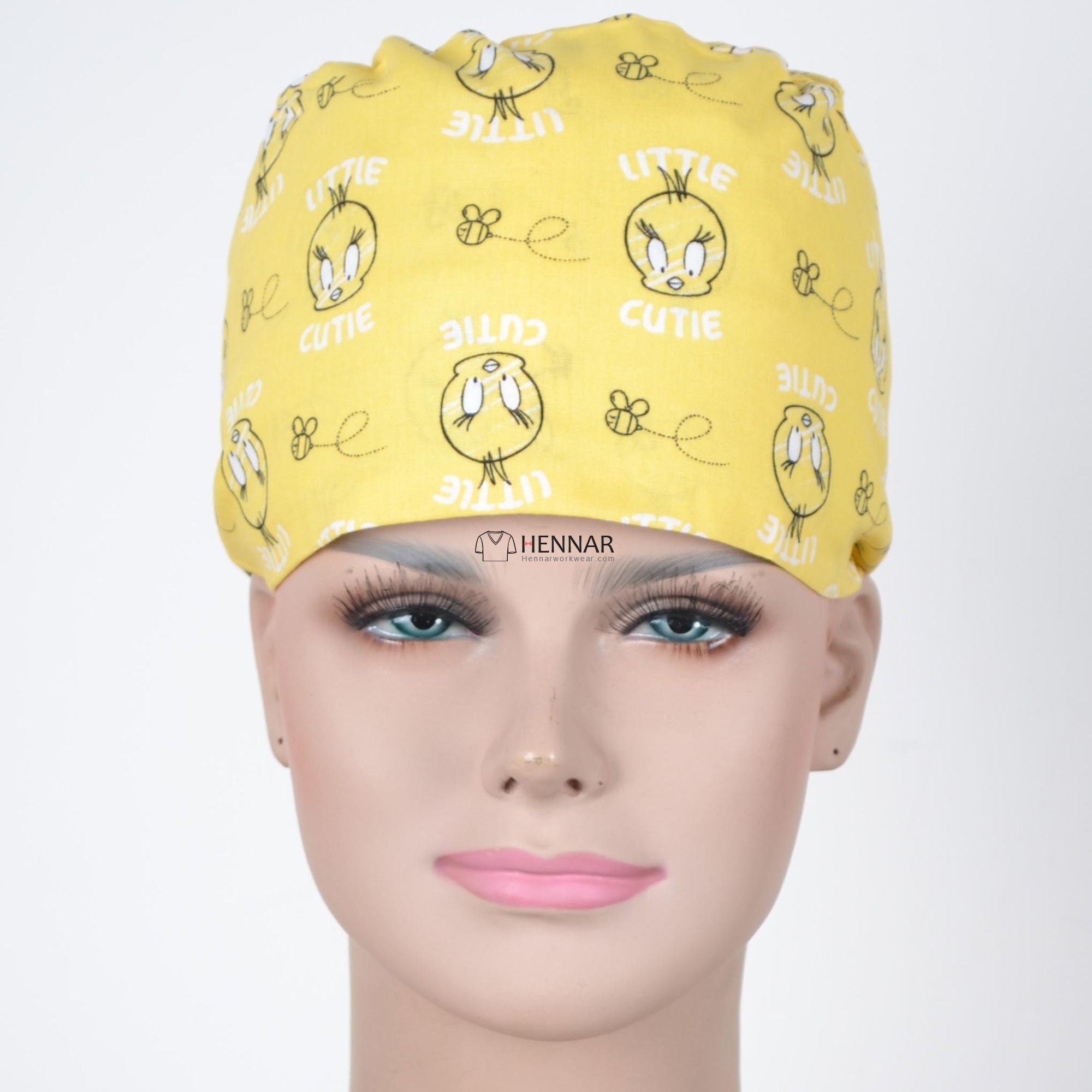 10 Prints women surgical caps in red with black hearts