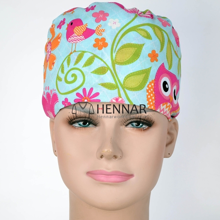 10 Prints Hennar Medical Scrub Caps in 2 Sizes for Different Head and Hair Length 100% Cotton Surgical Caps
