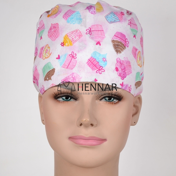 Hennar brand unisex surgical caps/hat  in black with little doc