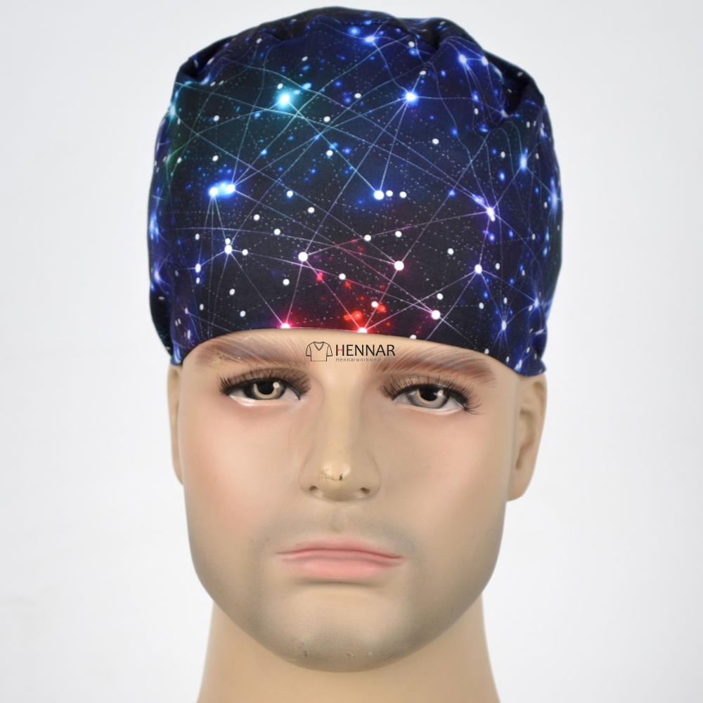 10 Prints Hennar Unisex medical scrub cap in black 3 size for choice 100% cotton