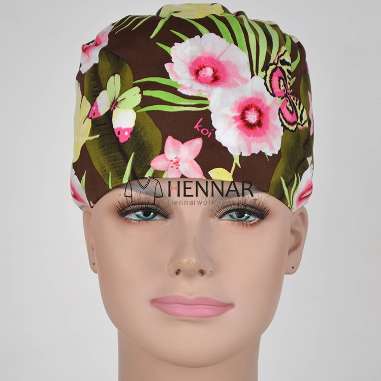 10 Prints Hennar brand unisex surgical caps/hat 100% Cotton Medical Scrub Caps