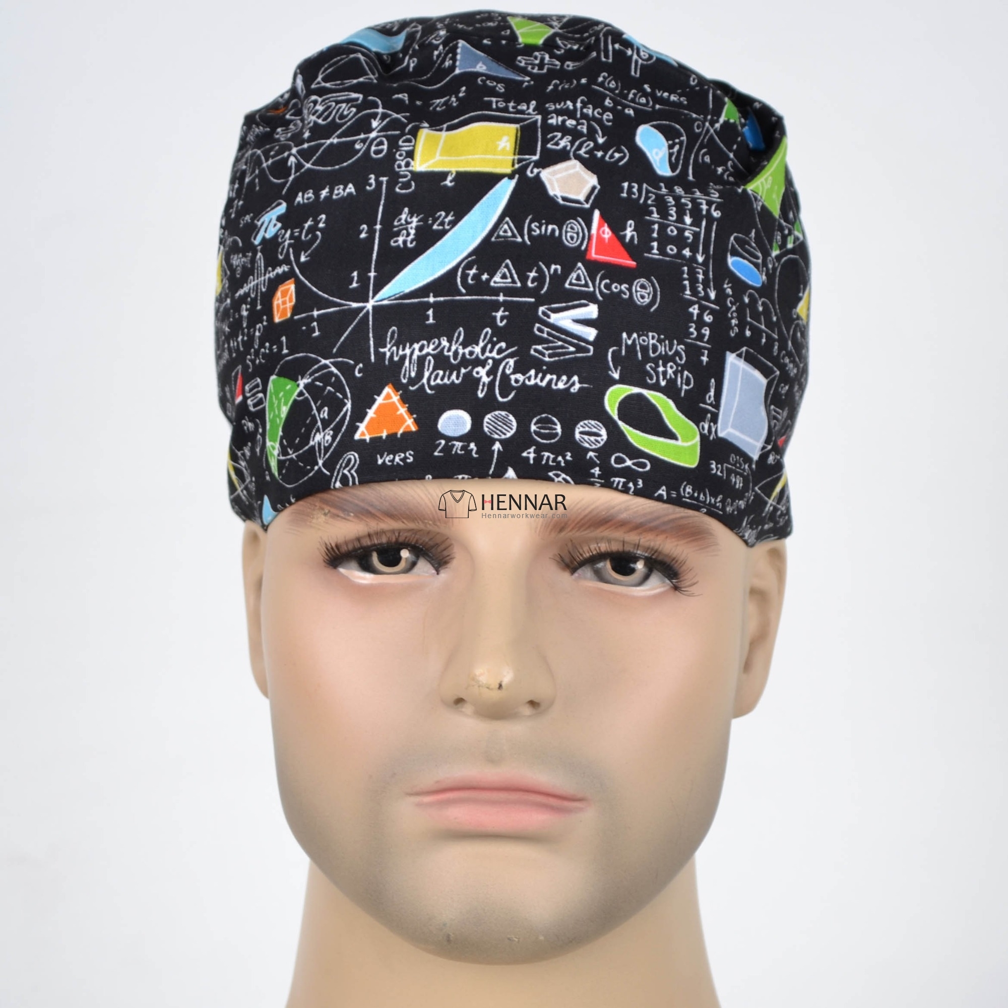 10 Prints Hennar Unisex medical scrub cap in black 3 size for choice 100% cotton
