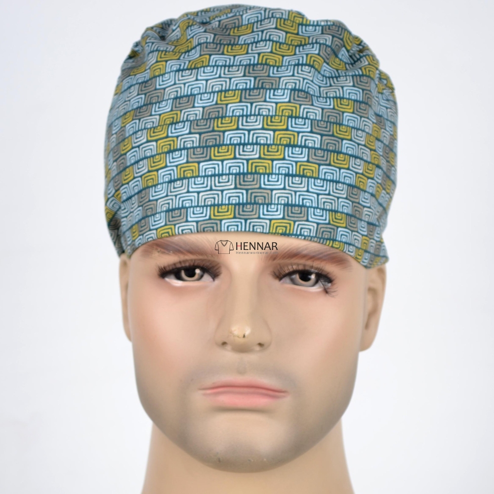 10 Prints Hennar Unisex medical scrub cap in black 3 size for choice 100% cotton