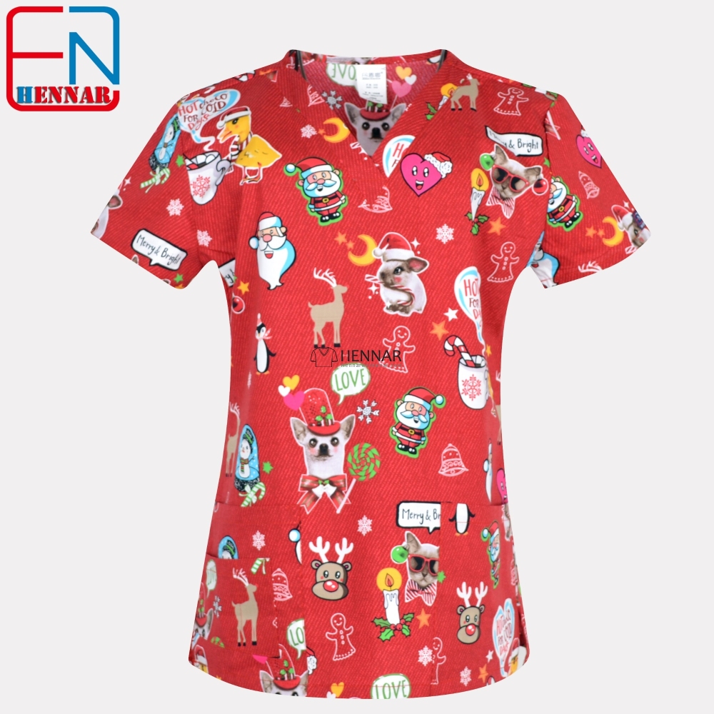 10 Prints Christmas Surgical Scrub Tops,Christmas Medical Uniforms