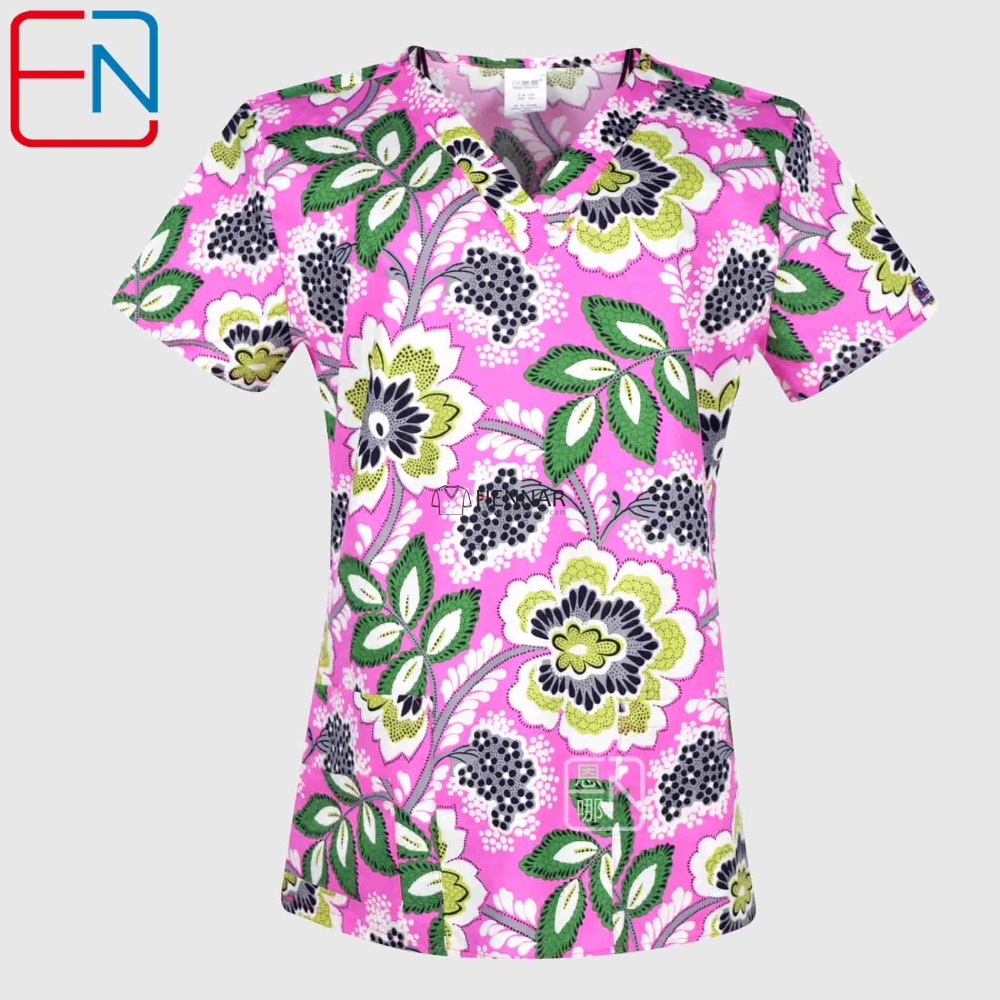 10 Prints Hennar Women medical scrub tops in 100% cotton scrubs,women scrub tops,women medical uniforms