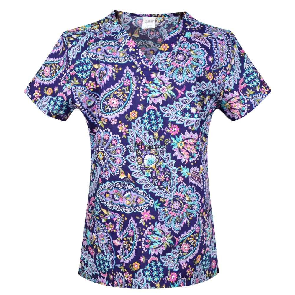10 Prints Hennar Women medical scrub tops in 100% cotton scrubs,women scrub tops,women medical uniforms