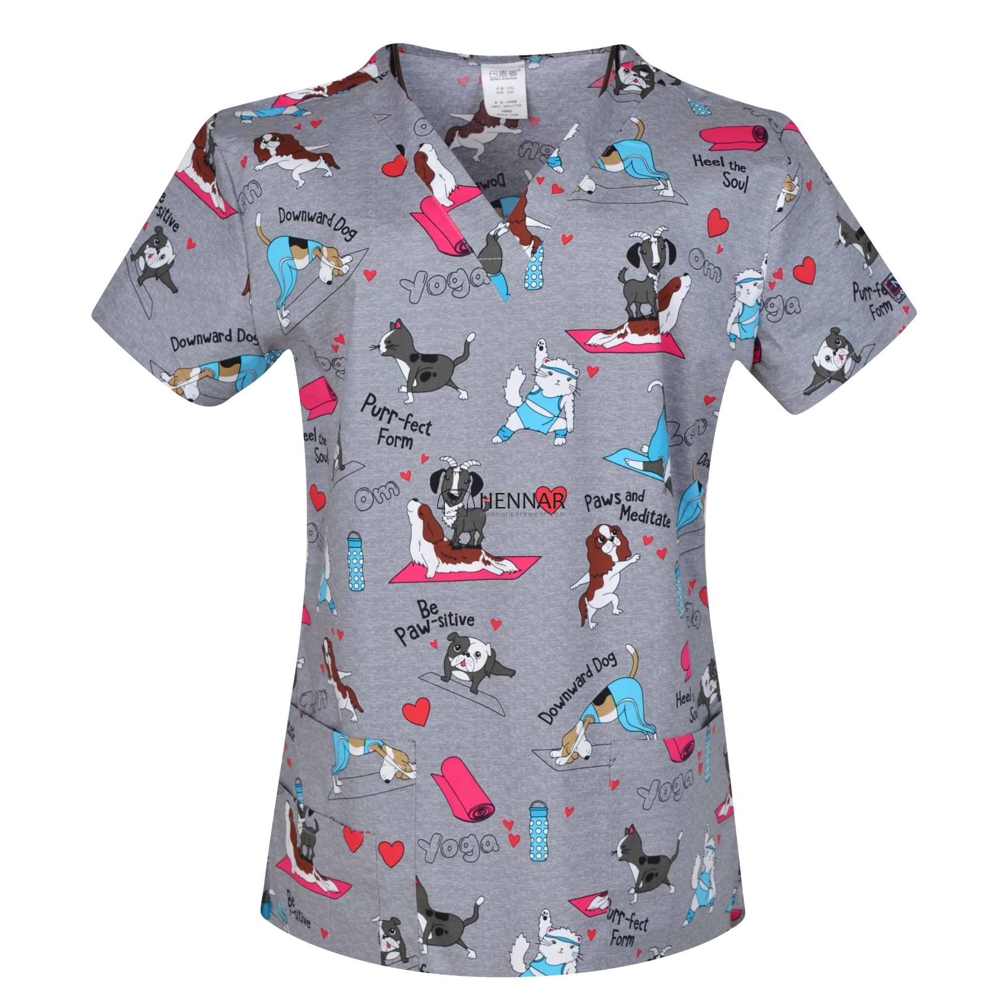 10 Prints Hennar Women medical scrub tops in 100% cotton scrubs,women scrub tops,women medical uniforms