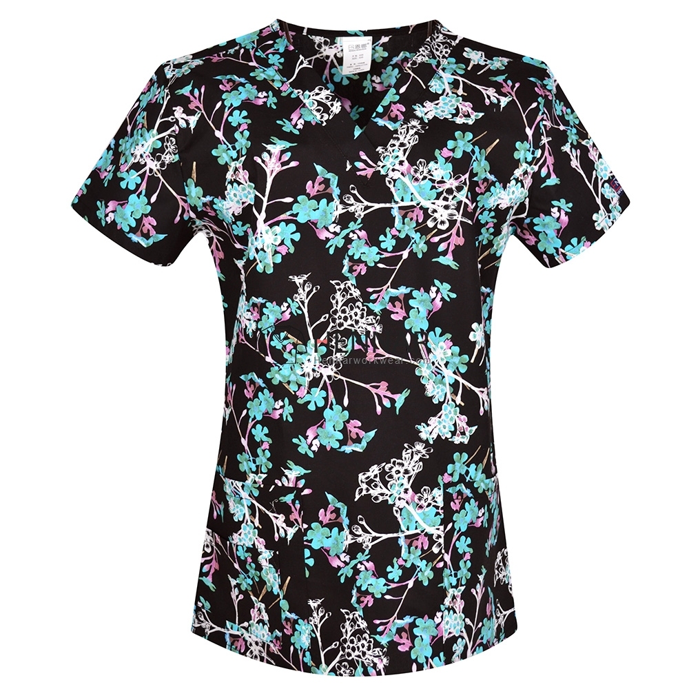 10 Prints Hennar Women medical scrub tops in 100% cotton scrubs,women scrub tops,women medical uniforms