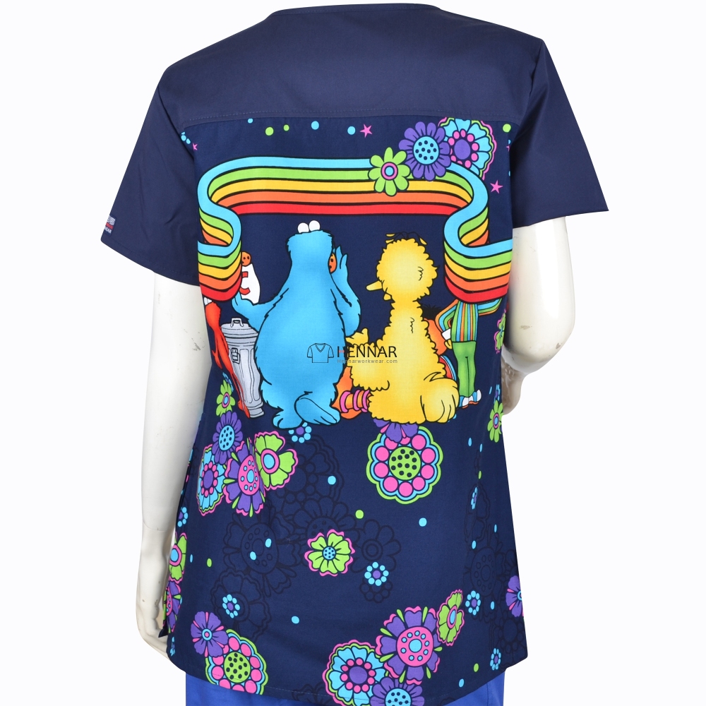 3 Prints Cartoon Prints Medical Tops