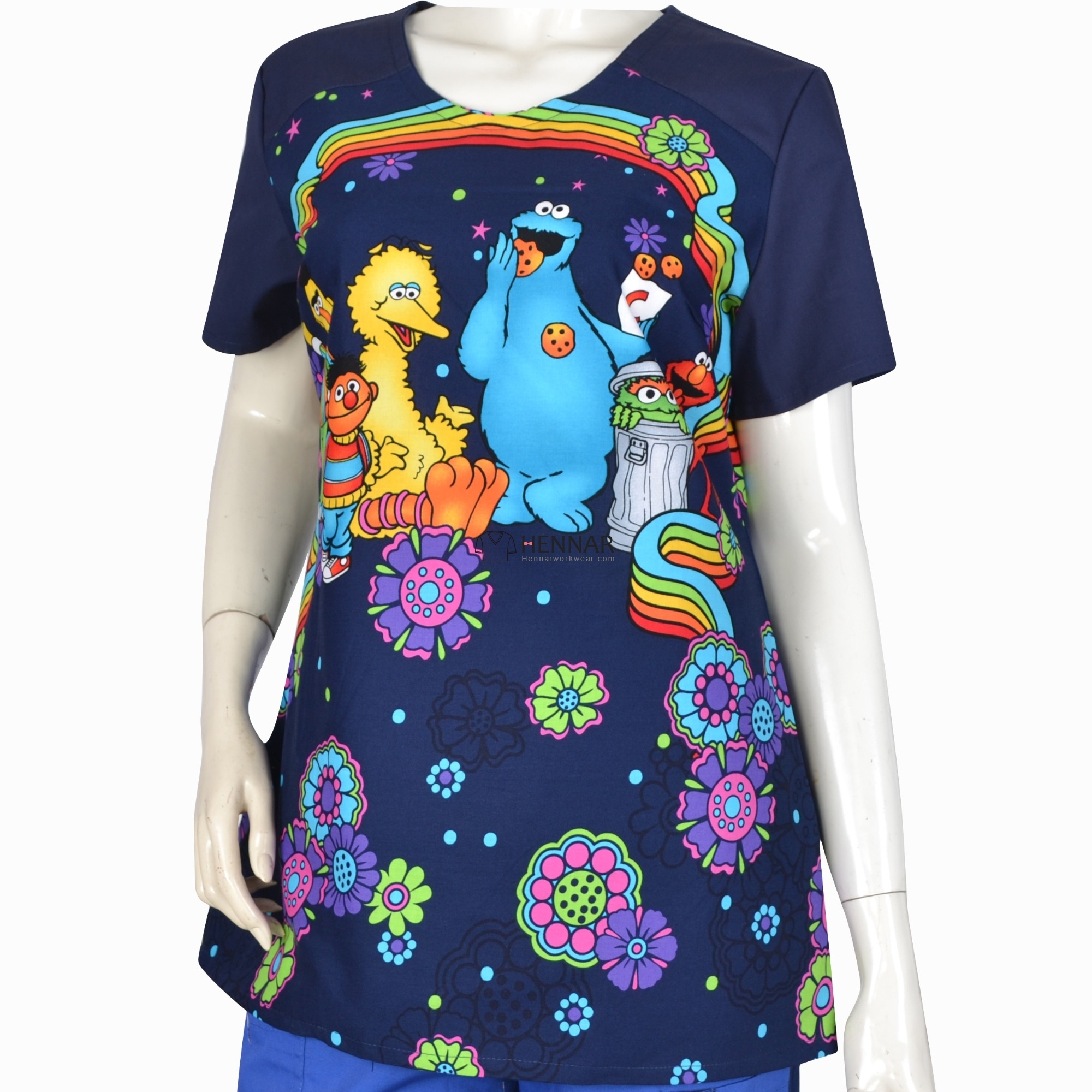 3 Prints Cartoon Prints Medical Tops
