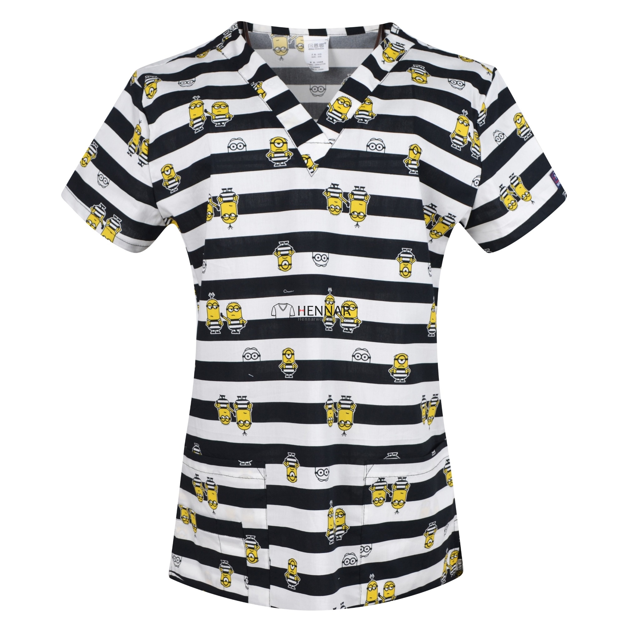 5 Prints Hennar Women medical scrub tops in 100% cotton scrubs,women scrub tops,women medical uniforms