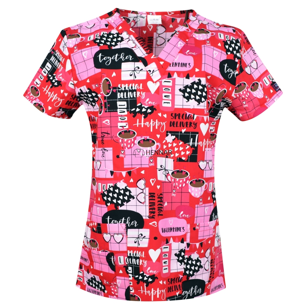 10 Prints Hennar Women medical scrub tops in 100% cotton scrubs,women scrub tops,women medical uniforms