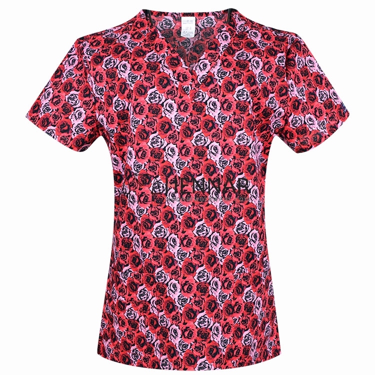 10 Prints Hennar Medical scrubs Tops,100% Cotton Surgical Scrub tops For Women From Size XXS-5XL