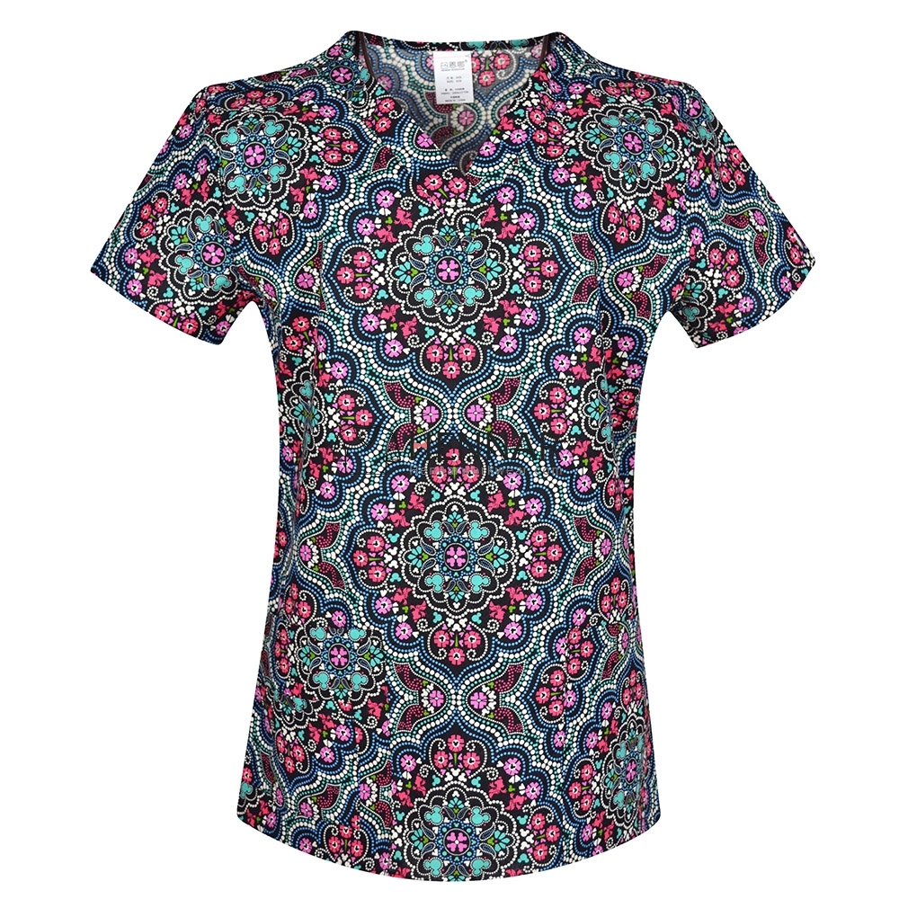 10 Prints Hennar Women medical scrub tops in 100% cotton scrubs,women scrub tops,women medical uniforms