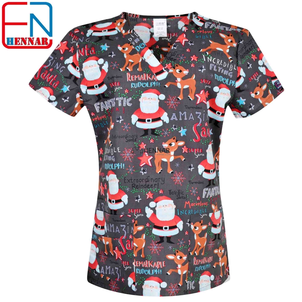 10 Prints Christmas Surgical Scrub Tops,Christmas Medical Uniforms