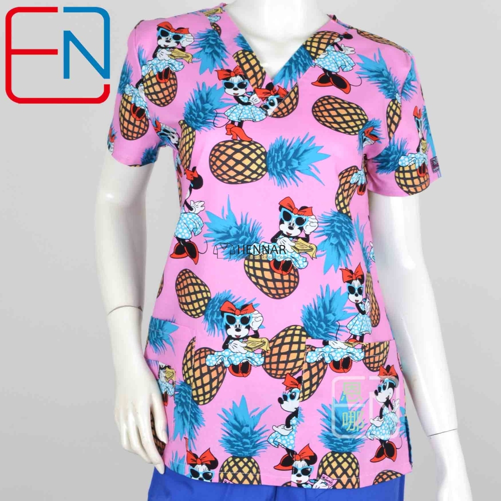 10 Prints Hennar Women medical scrub tops in 100% cotton scrubs,women scrub tops,women medical uniforms