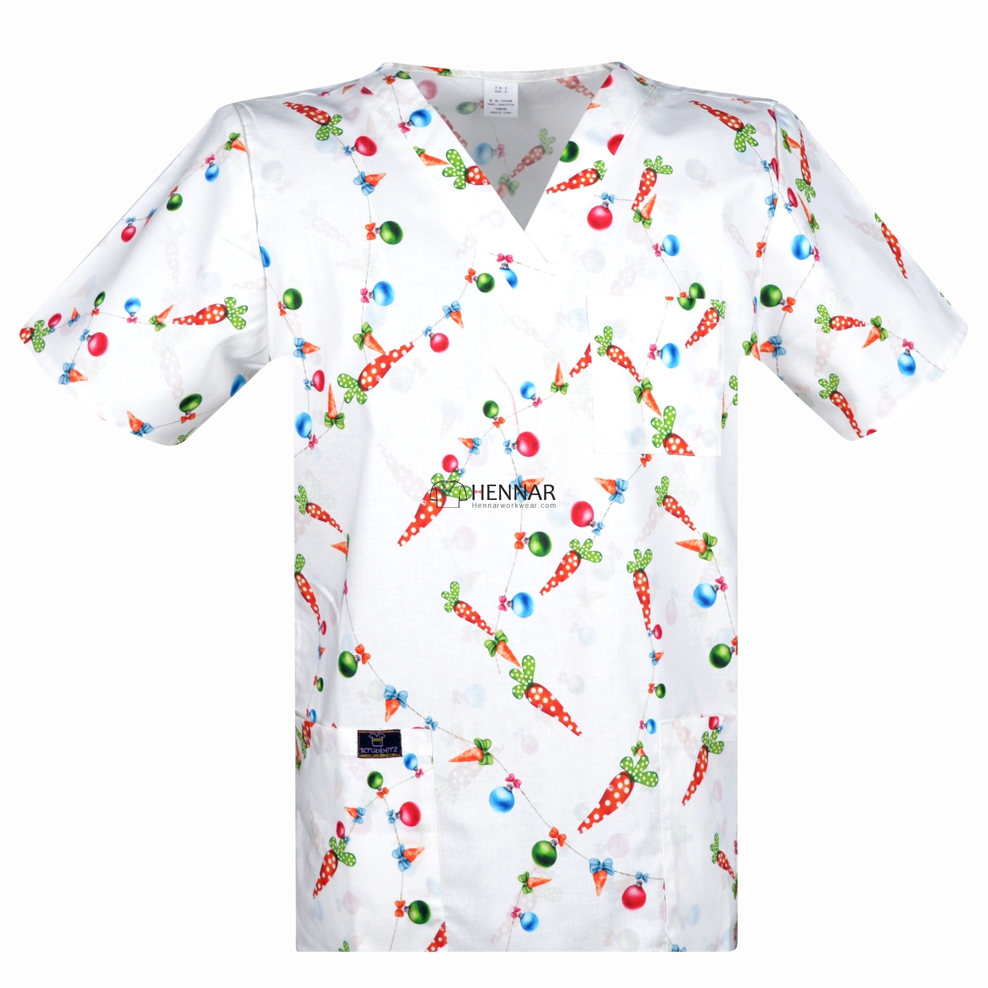 10 Prints Hennar  Christmas Medical Scrub Tops，Easter Medical Scrub Tops XXS-5XL