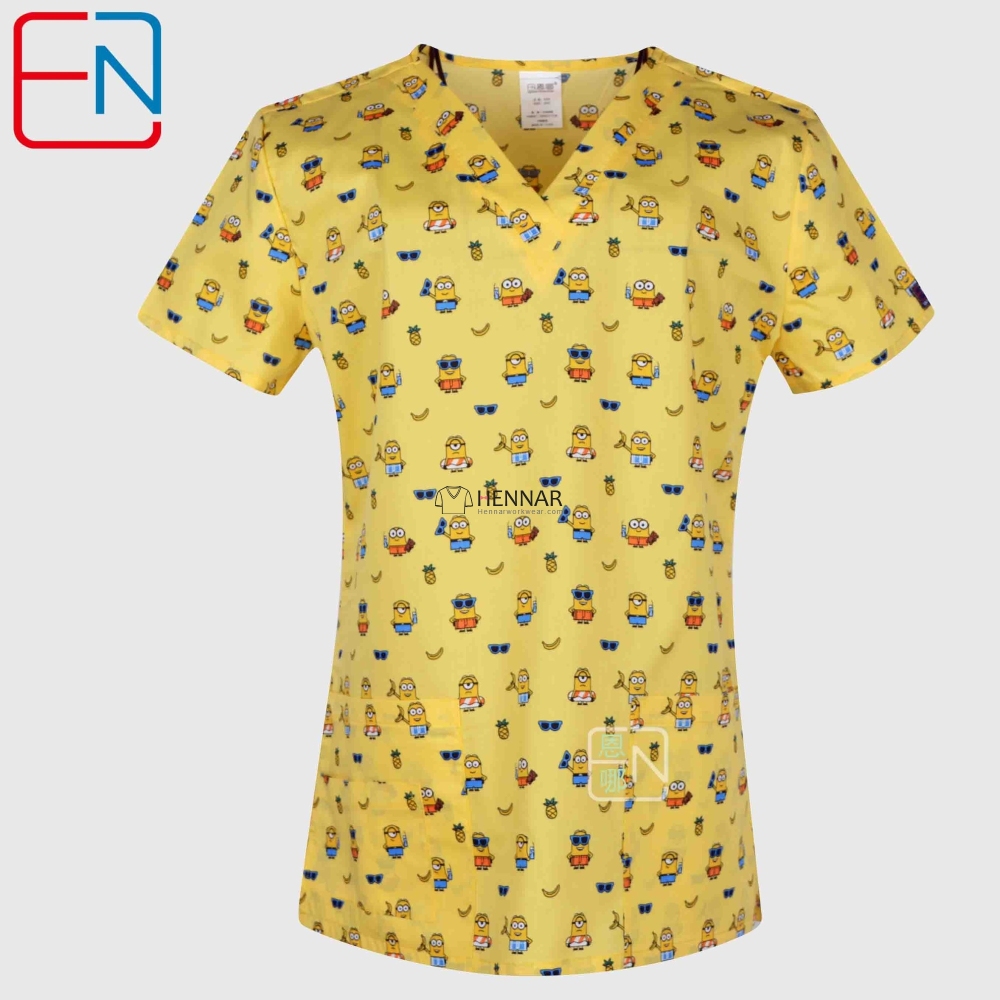 10 Prints Hennar Women medical scrub tops in 100% cotton scrubs,women scrub tops,women medical uniforms