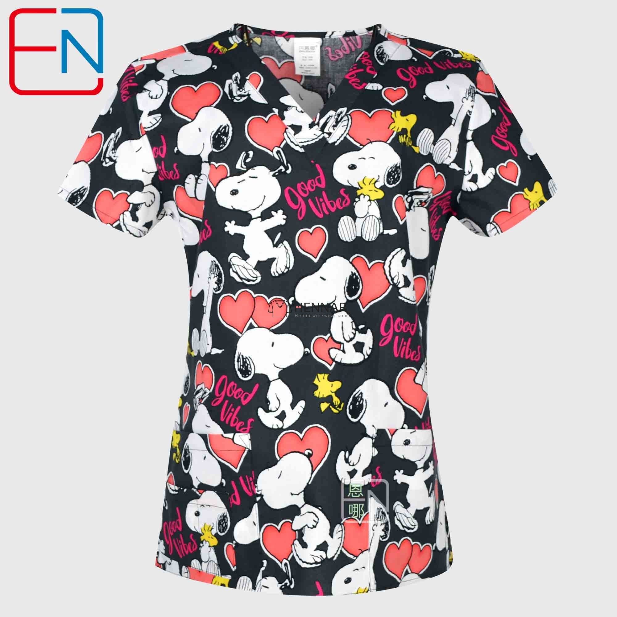 10 Prints Hennar Women medical scrub tops in 100% cotton scrubs,women scrub tops,women medical uniforms