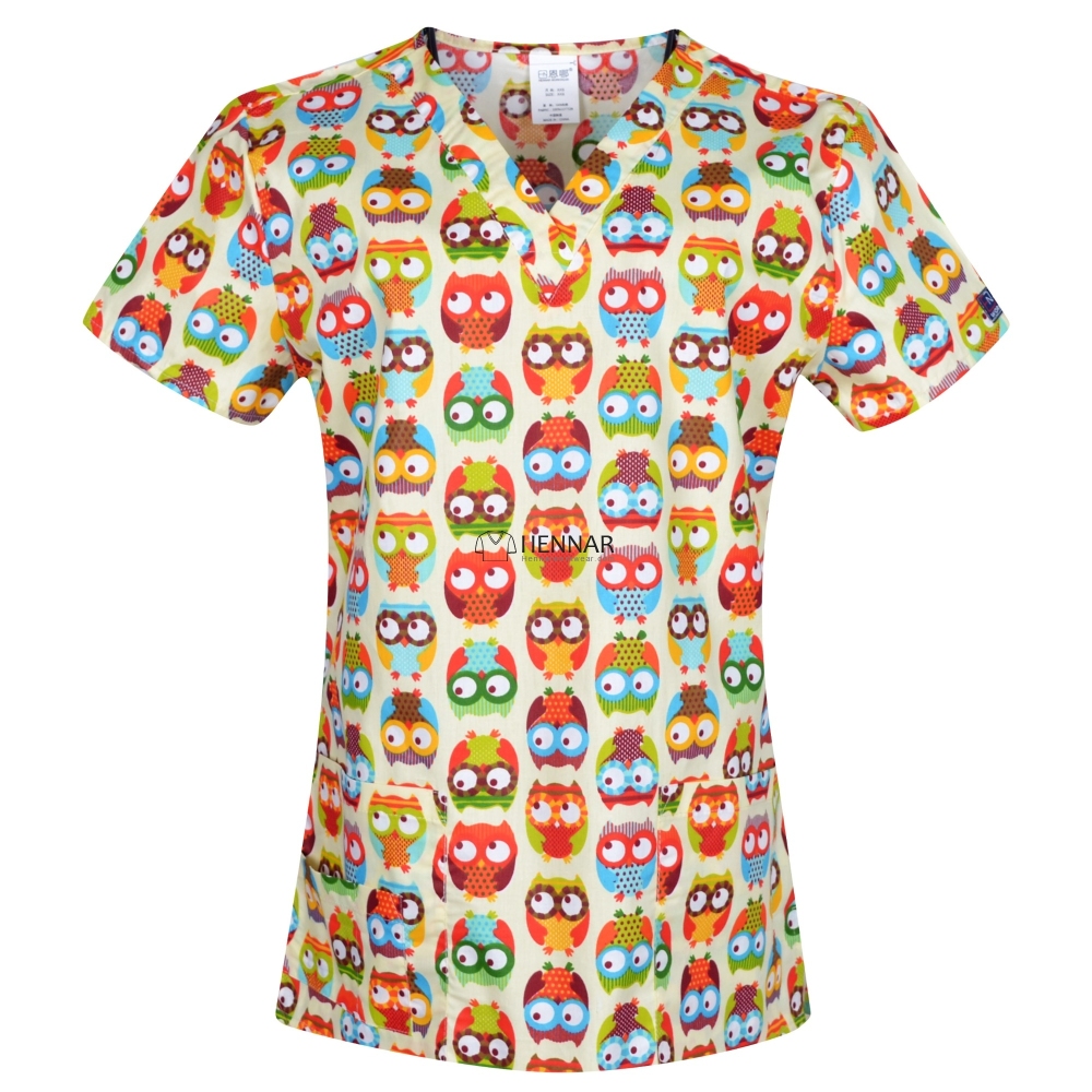 10 Prints Women medical scrub tops in 100% cotton scrubs,women scrub tops,women medical uniforms