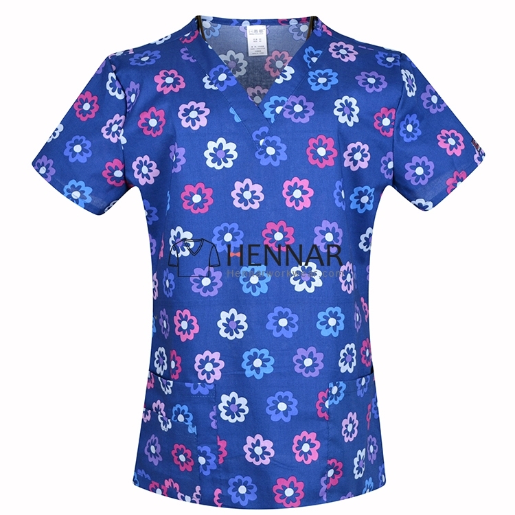 10 Prints Hennar Women medical scrub tops in 100% cotton scrubs,women scrub tops,women medical uniforms
