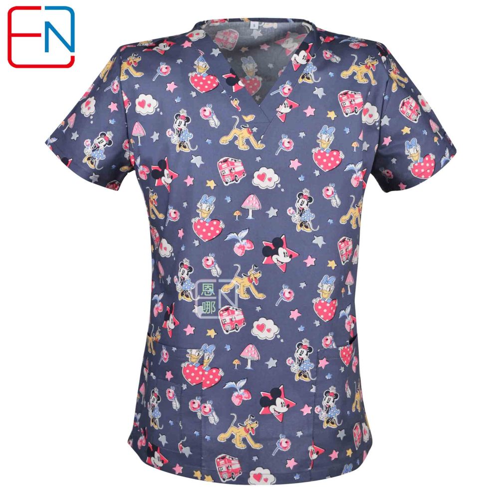 10 Prints Hennar Women medical scrub tops in 100% cotton scrubs,women scrub tops,women medical uniforms