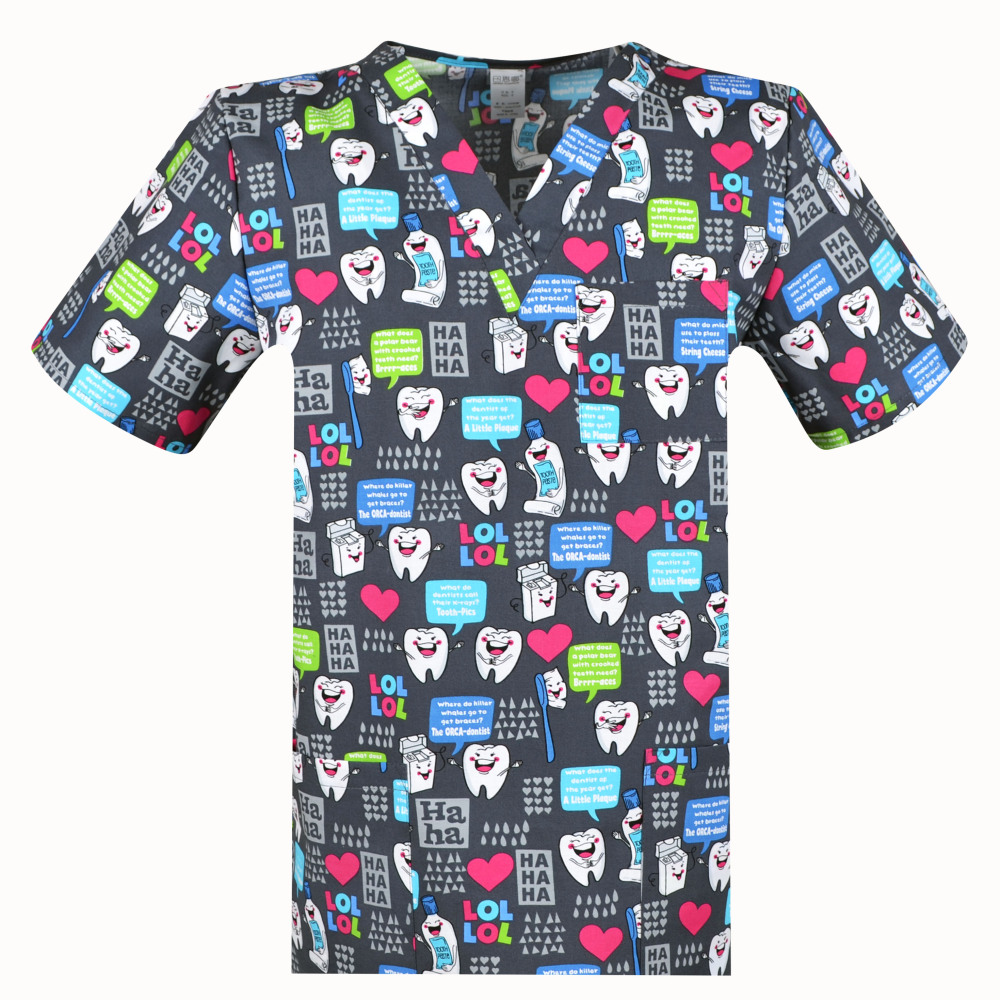Unisex Medical Scrub  top for men and women with camouflage color print S-6XL